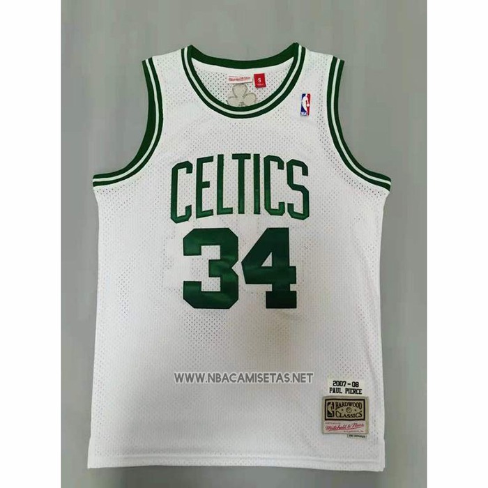 Camiseta Boston Celtics Paul Pierce NO 34 Mitchell & Ness 2007-08 Blanco